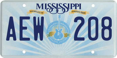MS license plate AEW208