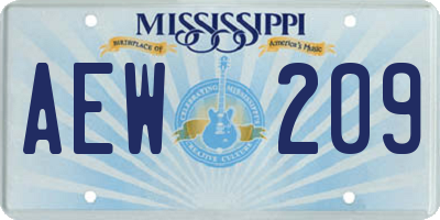 MS license plate AEW209