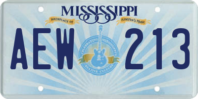 MS license plate AEW213
