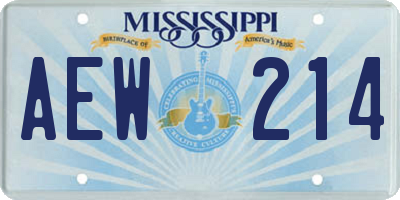 MS license plate AEW214