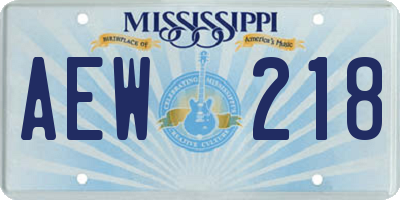 MS license plate AEW218