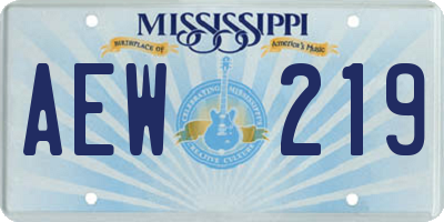 MS license plate AEW219