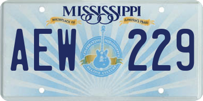 MS license plate AEW229