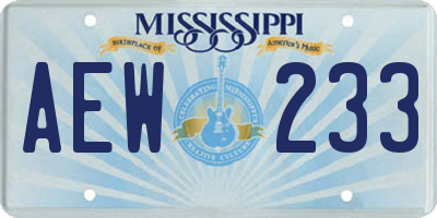 MS license plate AEW233