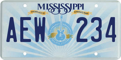 MS license plate AEW234