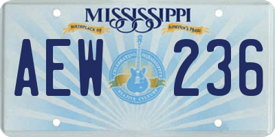 MS license plate AEW236