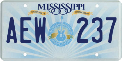 MS license plate AEW237