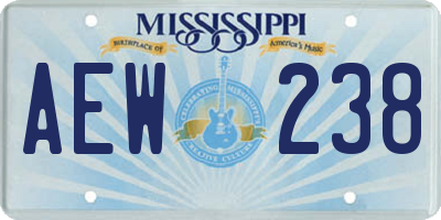 MS license plate AEW238