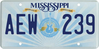 MS license plate AEW239