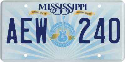 MS license plate AEW240