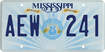 MS license plate AEW241