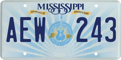 MS license plate AEW243