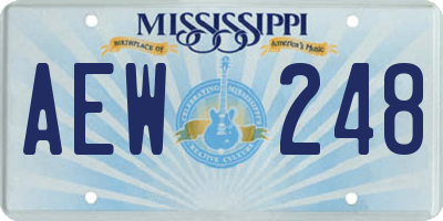 MS license plate AEW248