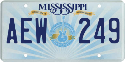 MS license plate AEW249
