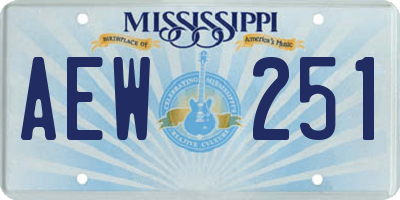 MS license plate AEW251