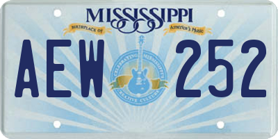 MS license plate AEW252