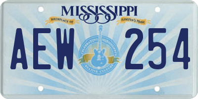 MS license plate AEW254