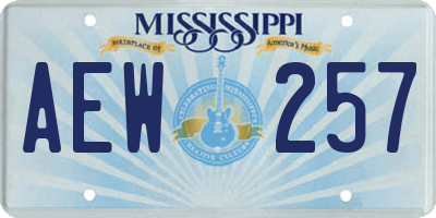 MS license plate AEW257