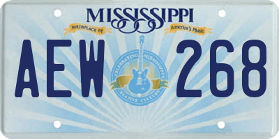 MS license plate AEW268