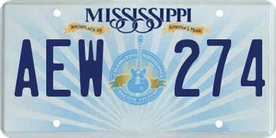 MS license plate AEW274