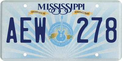 MS license plate AEW278