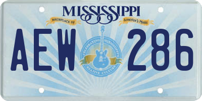 MS license plate AEW286