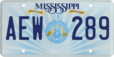 MS license plate AEW289