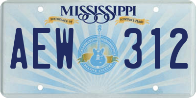 MS license plate AEW312