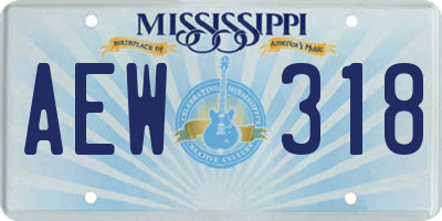 MS license plate AEW318