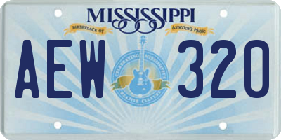 MS license plate AEW320