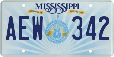 MS license plate AEW342