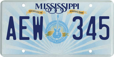 MS license plate AEW345