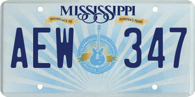 MS license plate AEW347