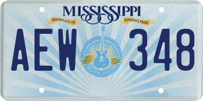 MS license plate AEW348