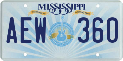 MS license plate AEW360