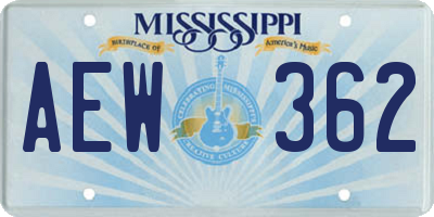 MS license plate AEW362