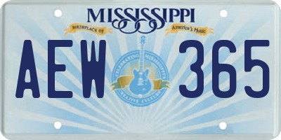 MS license plate AEW365