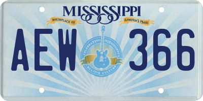 MS license plate AEW366