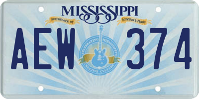 MS license plate AEW374