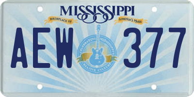 MS license plate AEW377