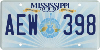 MS license plate AEW398