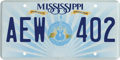 MS license plate AEW402
