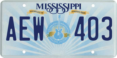 MS license plate AEW403