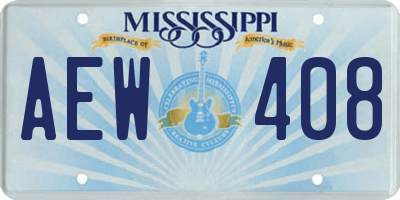 MS license plate AEW408