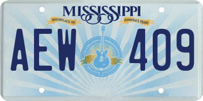 MS license plate AEW409
