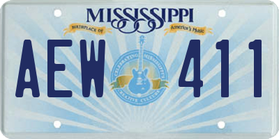 MS license plate AEW411