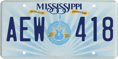 MS license plate AEW418