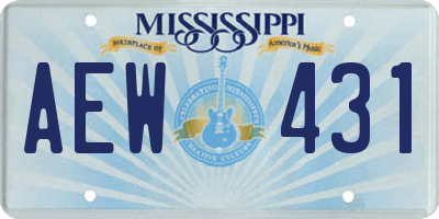 MS license plate AEW431