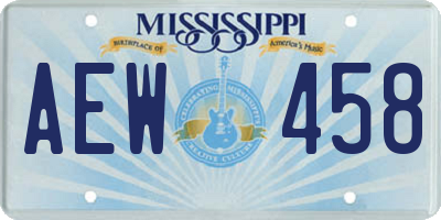 MS license plate AEW458