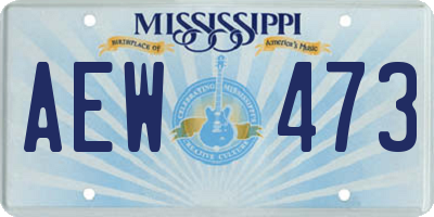 MS license plate AEW473